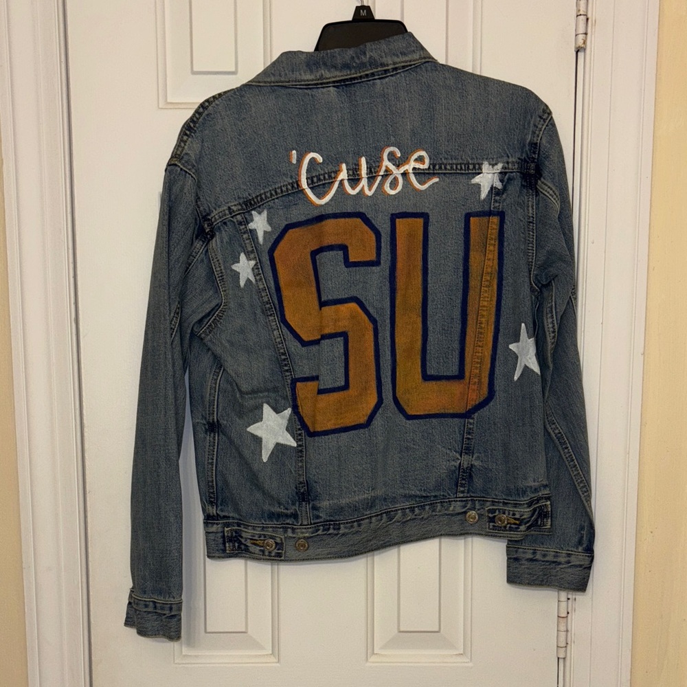 Levi's Blue Denim Jacket with Syracuse Orange Art